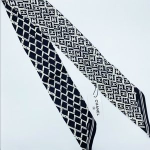 Chanel CC Silk Bandeau Skinny Scarf